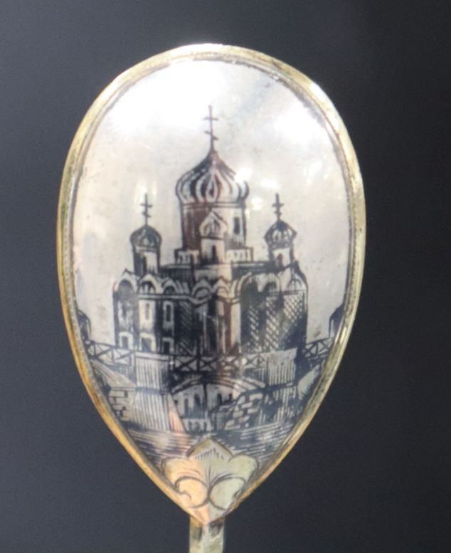 A 19th century Russian niello and silver-gilt spoon. - Image 2 of 2