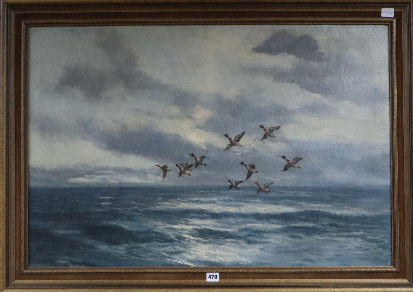 William Langley (1852-1922) oil on canvas, 'Mallards' signed, 60 x 90cm.