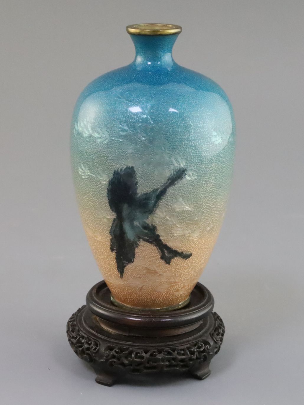 A Japanese wireless cloisonne Ginbari enamel 'carp' vase, by Ogasawara Shuzo, Meiji Period, - Image 3 of 4