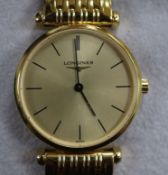 A lady's gold plated and stainless steel 'La Grande Classique de Longines' quartz wrist watch,