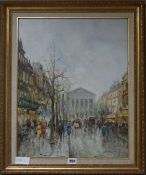 Denon, oil on canvas, Paris street scene, 50 x 40cm