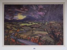 David Lloyd Griffith, oil on board, Machlud Haul, Hydref, label verso, 50 x 71cm