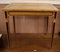 A Biedermeier style oak and ebony banded side table W.82cm
