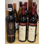 Six bottles of Hardys shiraz, 1995 and four other Australian wines
