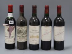 Margaux x 2 Ch.Charount, 2001, 1 Ch. Pouget, 1970, 1 Ch. La tour de mous, 1990 and 2 Ch.Prieure-