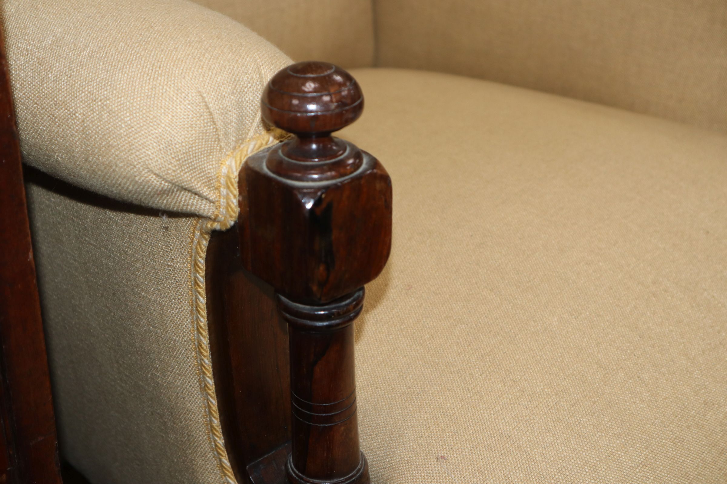 A Victorian rosewood upholstered wing armchair - Image 3 of 8