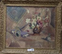 Francis Russell Flint (1915-1977) oil on canvas, 'Flowers and Lustre', signed, RA exhibition label