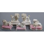 Five Staffordshire porcelain figures or groups of poodles, c.1835-50, H. 5.5cm - 9.3cmProvenance -