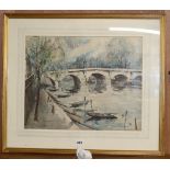 Pierre Eugene Cambier (1914-2000) watercolour , On The Seine, signed, 40 x 51cm.