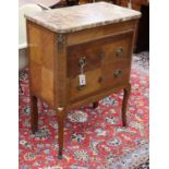 A small transistionary style marble topped commode W.65cm