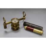A William Cary brass theodolite stand and a Thomas Harris & Co. , London brass and mahogany three