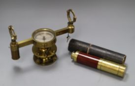 A William Cary brass theodolite stand and a Thomas Harris & Co. , London brass and mahogany three