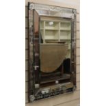 A rectangular Venetian wall mirror H.92cm