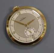 A Swiss 18ct yellow metal Tavannes dress pocket watch.