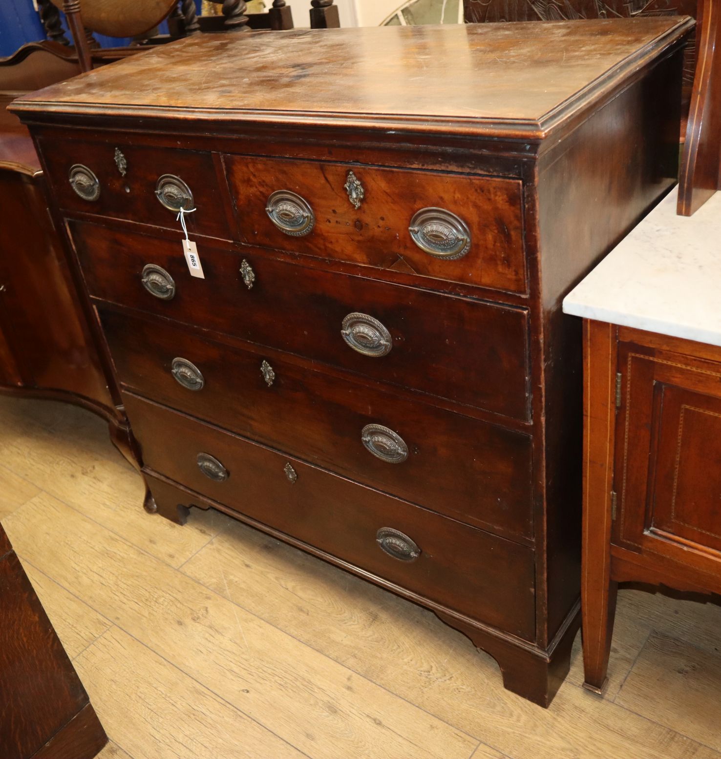 A George III mahogany chest of drawers W.110cm