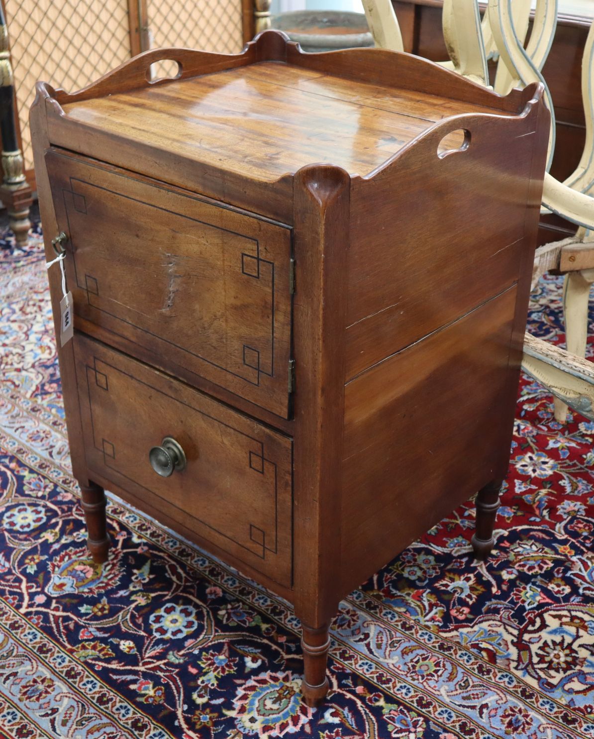 A George IV mahogany tray top commode W.50cm