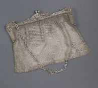 A French white metal mesh evening hand bag.