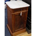 A pair of 19th century French mahogany marble top bedside cabinets W.45cm