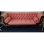 A Victorian mahogany scroll arm settee Length 210cm