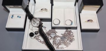 A collection of Mont Blanc 925 jewellery including rings, earrings, watch and necklaces and an