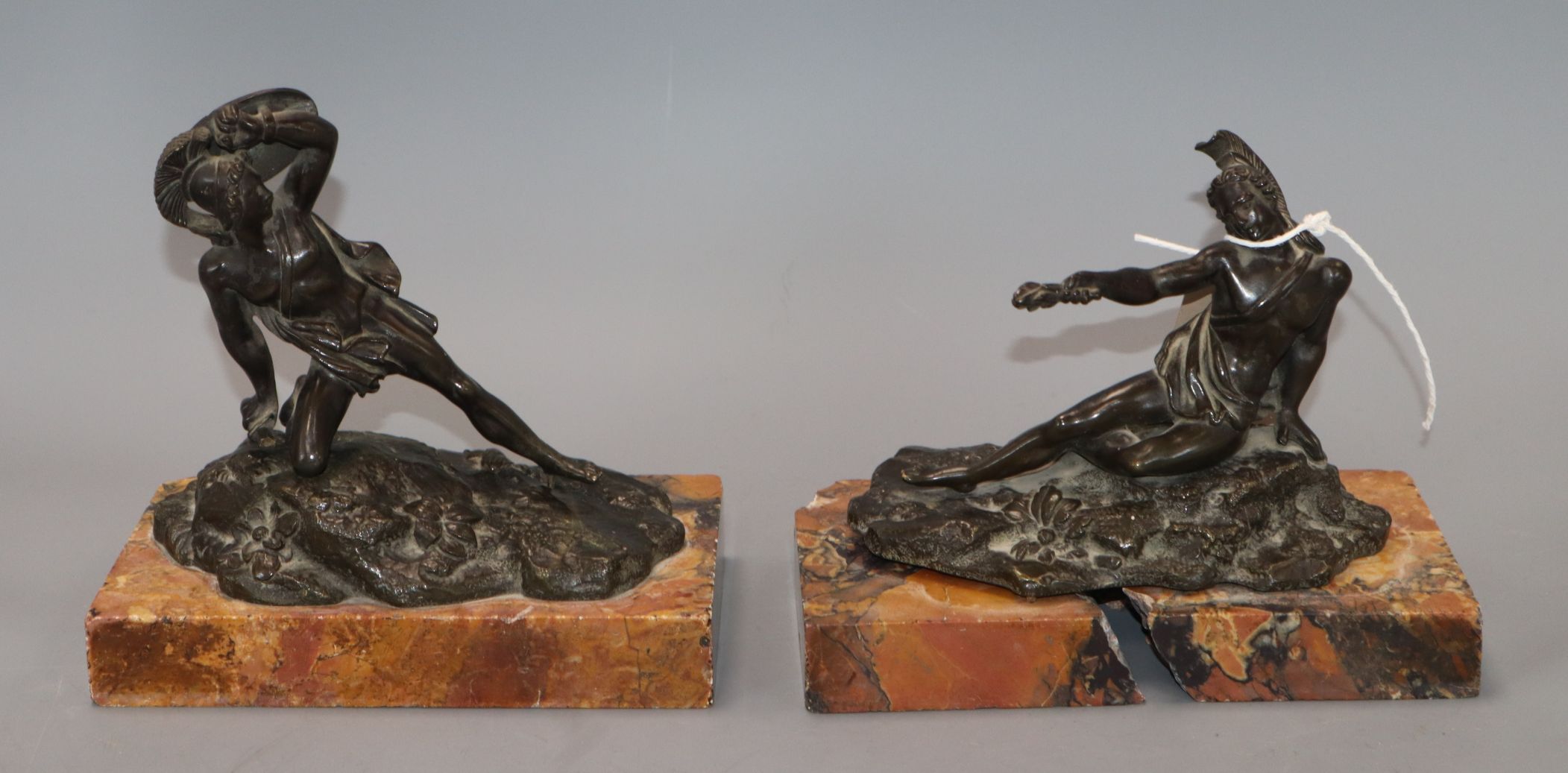 A pair of classical bronzes length 16cm, one a.f.