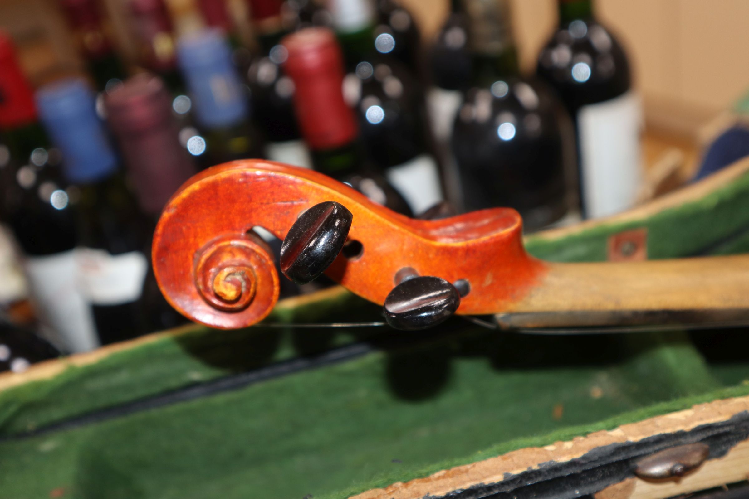 A German three-quarter size violin and bow, cased - Image 9 of 11