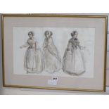 David Walker, pencil and watercolour, design for Annina's costume in La Traviata, inscribed, label