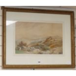 Copley Fielding, watercolour, Figures in a landscape, signed, 32 x 50cm