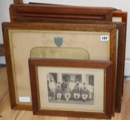 A mixed quantity of Victorian sporting photos and others, framed