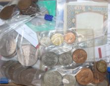 Victorian silver florin 1849, VF, other coinage and a French 20 Francs banknote issued to Lt.