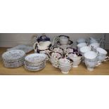 A Tuscan China 'Plant' pattern tea service (28 pieces) and a 19th century tea service painted with