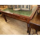 A Victorian mahogany partner's writing table, with green gilt tooled leather inset top W.150cm
