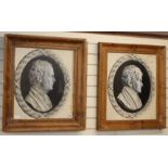 English School, pair of monochrome watercolours, Relief portraits of 19th century gentleman, 62 x