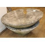 Two reconstituted stone circular garden planters largest diam.69cm