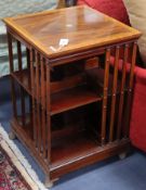 An Edwardian satinwood banded and inlaid revolving bookcase (no revolving stand) W.50cm