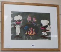 Bob Godfrey, animation cell, 'Missionaries in the cookpot', 27 x 39cm