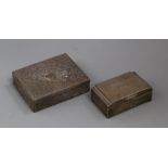 Two silver mounted cigarette boxes, largest 10.6cm.