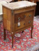 A small Transitional style marble topped commode W.65cm