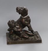 A 19th century French bronze of a child and attendant hound H.12cm