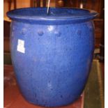 A blue glazed garden planter Diam. 48cm