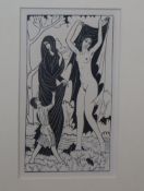 Eric Gill (1882-1940), 'Nature and Nakedness' (The Artist and the Mirror), 1930, wood engraving,