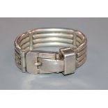 A modern Polish 925 'buckle' bracelet, maker's mark WSM?, post 1986 mark, overall length 21.2cm, 101