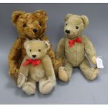 One Steiff Teddy bear, one Herman and one other Tallest being 34cm