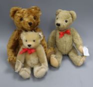 One Steiff Teddy bear, one Herman and one other Tallest being 34cm