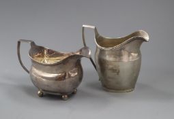 Two George III silver cream jugs, London, 1801 and 1808, 8 oz.