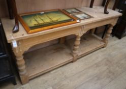 A pine two tier serving table L.193cm