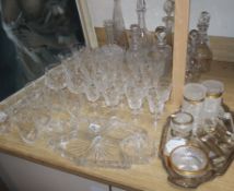 A part suite of cut table glassware with bucket-shaped bowls, an hors d'oeuvres set on plated tray