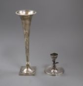 An Edwardian silver posy vase, 24.2cm and a small silver vase.