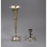 An Edwardian silver posy vase, 24.2cm and a small silver vase.