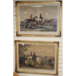 Giles after Herring, pair of colour lithographs, J.F Herring's Senior Fox Hunting, The Run and The